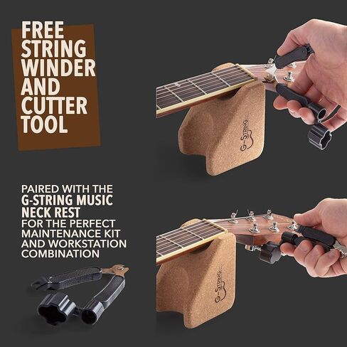 Guitar Neck Rest Cradle + Guitar String Winder Tool and Guitar String Cutter - Guitar Accessories Tool Kit for Repair, Maintenance and Cleaning in Saudi Arabia