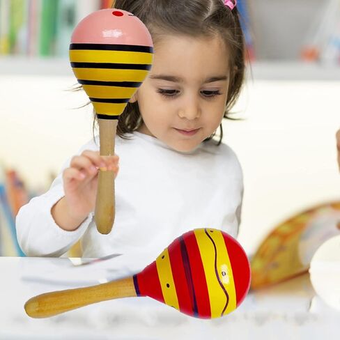 ماراكاس خشبية من Darovly 6 قطع (لون عشوائي) + قطعتان من الماراكاس الخشبية التي تصممها بنفسك غير مكتملة بطلاء يدوي لالحرف اليدوية المكسيكية فيستا سينكو دي مايو أو هدايا كرنفال (7.87 بوصة / 20 سم) in Kuwait