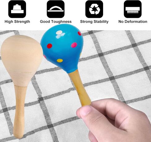 ماراكاس خشبية من Darovly 6 قطع (لون عشوائي) + قطعتان من الماراكاس الخشبية التي تصممها بنفسك غير مكتملة بطلاء يدوي لالحرف اليدوية المكسيكية فيستا سينكو دي مايو أو هدايا كرنفال (7.87 بوصة / 20 سم) in Kuwait