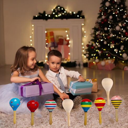 ماراكاس خشبية من Darovly 6 قطع (لون عشوائي) + قطعتان من الماراكاس الخشبية التي تصممها بنفسك غير مكتملة بطلاء يدوي لالحرف اليدوية المكسيكية فيستا سينكو دي مايو أو هدايا كرنفال (7.87 بوصة / 20 سم) in Kuwait