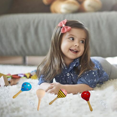 ماراكاس خشبية من Darovly 6 قطع (لون عشوائي) + قطعتان من الماراكاس الخشبية التي تصممها بنفسك غير مكتملة بطلاء يدوي لالحرف اليدوية المكسيكية فيستا سينكو دي مايو أو هدايا كرنفال (7.87 بوصة / 20 سم) in Kuwait