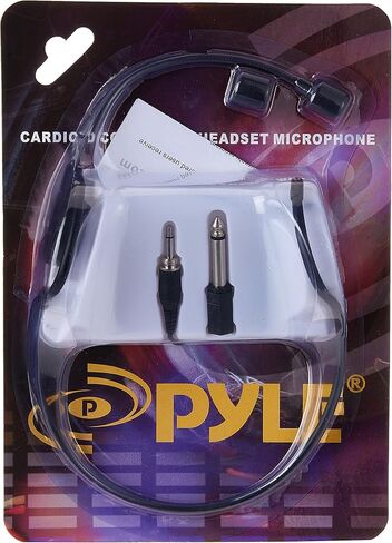 Pyle Double Over Ear Microphone Headset - Professional Hands Free Cardioid Wired Audio Boom Condenser Microphone Headset w/ 3.5mm / 1/4" Adapter, 4ft Cable, and Mic Windscreen - (Black) in Saudi Arabia