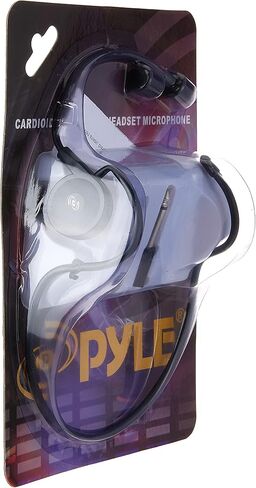 Pyle Double Over Ear Microphone Headset - Professional Hands Free Cardioid Wired Audio Boom Condenser Microphone Headset w/ 3.5mm / 1/4" Adapter, 4ft Cable, and Mic Windscreen - (Black) in Saudi Arabia