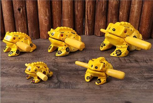 3.5" Wooden Frog Guiro Rasp Instrument - Percussion Musical Tone Block Craft (Blue) in Kuwait