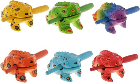 3.5" Wooden Frog Guiro Rasp Instrument - Percussion Musical Tone Block Craft (Blue) in Kuwait
