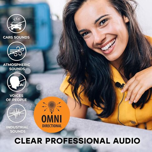 ميكروفون لافالير سلكي بمشبك على طية صدر السترة لهواتف ايفون واندرويد الذكية، ميكروفون متعدد الاتجاهات للتسجيل مع مشبك لمدوني الفيديو والمدونين in Kuwait