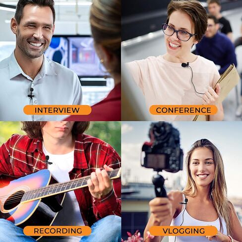 ميكروفون لافالير سلكي بمشبك على طية صدر السترة لهواتف ايفون واندرويد الذكية، ميكروفون متعدد الاتجاهات للتسجيل مع مشبك لمدوني الفيديو والمدونين in Kuwait