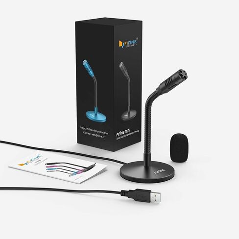 FIFINE Mini Gooseneck USB Microphone for Dictation and Recording,Desktop Microphone for Computer Laptop PC.Plug and Play Great for Skype,YouTube,Gaming, Streaming,Voiceover,Discord and Tutorials-K050 in Kuwait