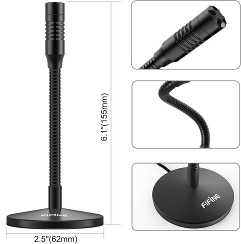FIFINE Mini Gooseneck USB Microphone for Dictation and Recording,Desktop Microphone for Computer Laptop PC.Plug and Play Great for Skype,YouTube,Gaming, Streaming,Voiceover,Discord and Tutorials-K050 in Kuwait