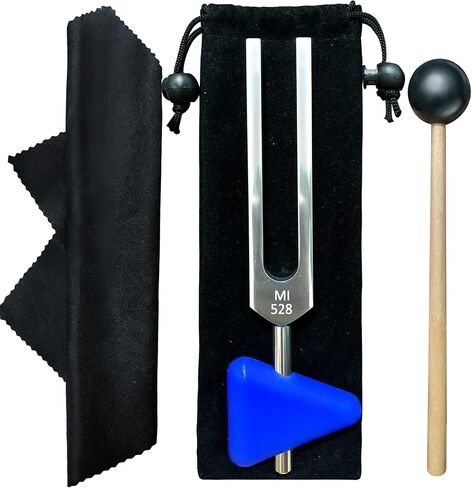 Casidoxi 528 Hz Tuning Fork for Healing with Silicone Hammer & Cleaning Cloth Chakra DNA Repair Sound Healing Instrument Tuning Forks in Kuwait