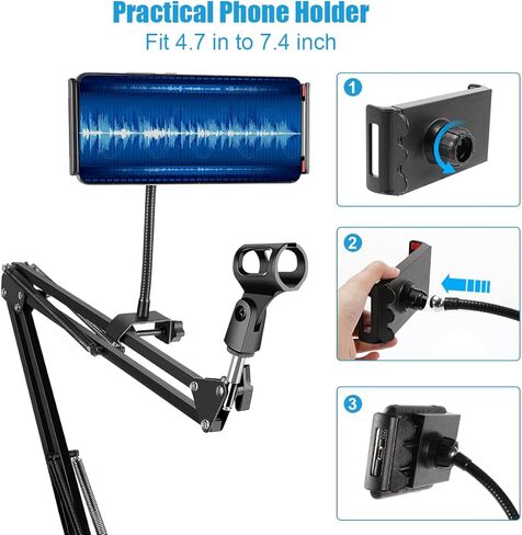 Microphone Stand, RenFox Adjustable Mic Stand Desk Suspension Scissor Arm Mic Boom Arm for Blue Yeti, Snowball & Other Mics for Professional Streaming, Voice-Over, Recording, Games in Kuwait