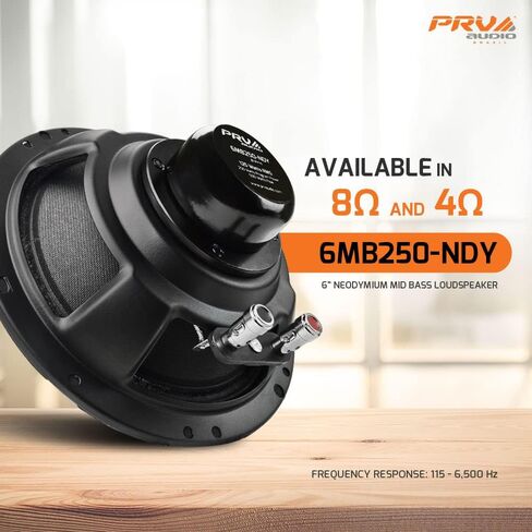 PRV AUDIO 6MB250-NDY-4 6.5 Inch Speakers Midbass Woofer 4 Ohm, Neodymium Magnet Speaker 4 Ohm 95 dB 125 Watts RMS Power, 250 Watts Program Power Loudspeaker (Single) in Saudi Arabia