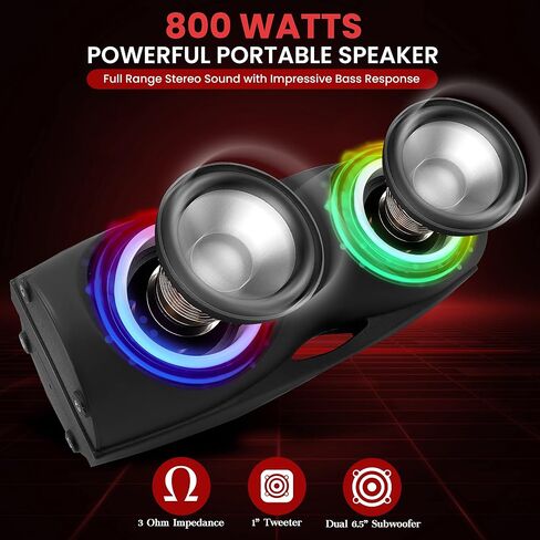 Pyle Portable Bluetooth PA Speaker System - 800W Indoor/Outdoor Bluetooth Speaker Portable System w/TWS, Recorder, Microphone in, Party Lights, USB SD Card Reader, FM Radio, Carry Handle PPHP62LB in Saudi Arabia