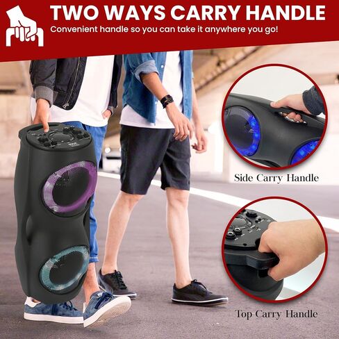 Pyle Portable Bluetooth PA Speaker System - 800W Indoor/Outdoor Bluetooth Speaker Portable System w/TWS, Recorder, Microphone in, Party Lights, USB SD Card Reader, FM Radio, Carry Handle PPHP62LB in Saudi Arabia