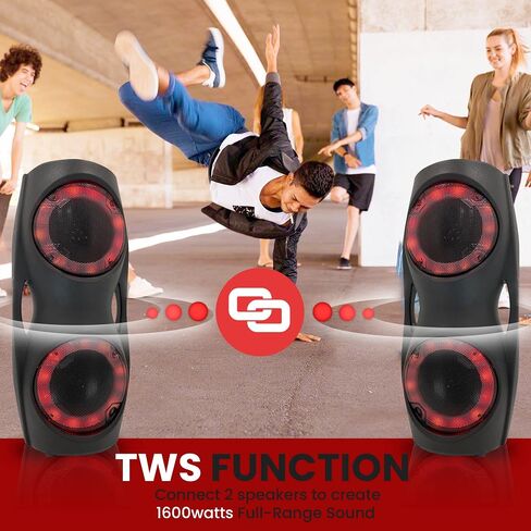 Pyle Portable Bluetooth PA Speaker System - 800W Indoor/Outdoor Bluetooth Speaker Portable System w/TWS, Recorder, Microphone in, Party Lights, USB SD Card Reader, FM Radio, Carry Handle PPHP62LB in Saudi Arabia