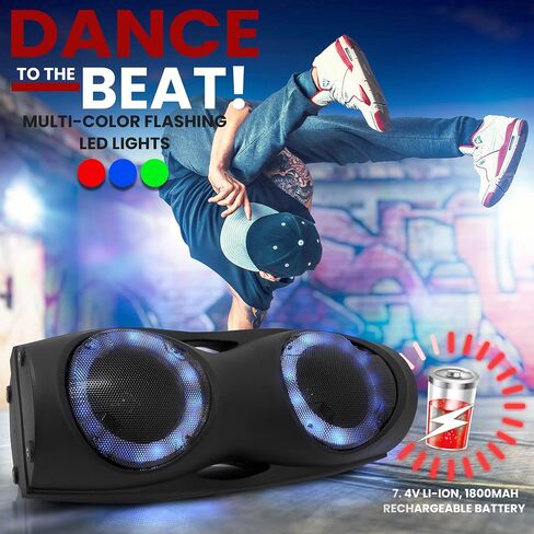 Pyle Portable Bluetooth PA Speaker System - 800W Indoor/Outdoor Bluetooth Speaker Portable System w/TWS, Recorder, Microphone in, Party Lights, USB SD Card Reader, FM Radio, Carry Handle PPHP62LB in Saudi Arabia