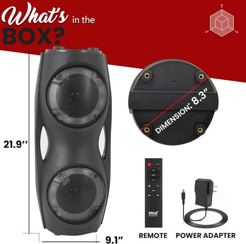 Pyle Portable Bluetooth PA Speaker System - 800W Indoor/Outdoor Bluetooth Speaker Portable System w/TWS, Recorder, Microphone in, Party Lights, USB SD Card Reader, FM Radio, Carry Handle PPHP62LB in Saudi Arabia