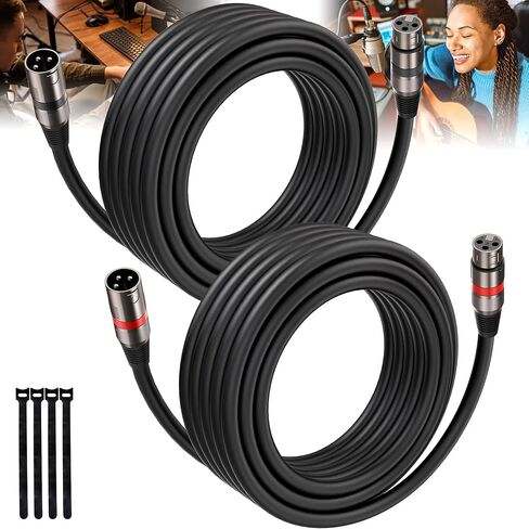 XLR Cables 10FT/3.1M 2 Packs, Premium Heavy Duty Balanced Microphone Cable with 3-Pin XLR Male to Female Microphone Cord Connector Compatible with Microphones,Mixer,Speaker Systems,Preamps and More in Kuwait