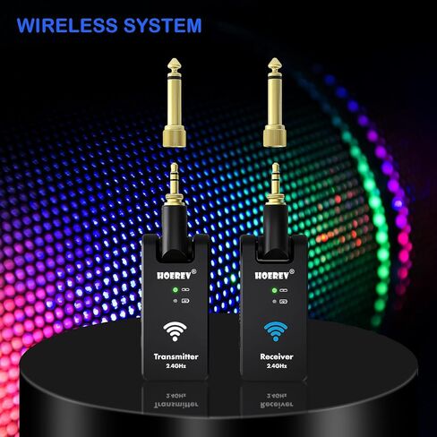 هوريف ملحقات الجيتار الكهربائي 2.4 جيجاهرتز، حامل جيتار باس لاسلكي، نظام ارسال واستقبال 4 قنوات لمكبر الصوت الكهربائي اللاسلكي مع بطارية ليثيوم قابلة لاعادة الشحن in Kuwait