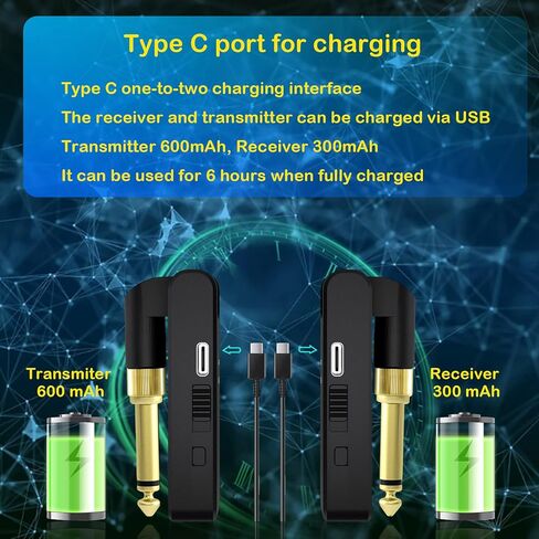 هوريف ملحقات الجيتار الكهربائي 2.4 جيجاهرتز، حامل جيتار باس لاسلكي، نظام ارسال واستقبال 4 قنوات لمكبر الصوت الكهربائي اللاسلكي مع بطارية ليثيوم قابلة لاعادة الشحن in Kuwait