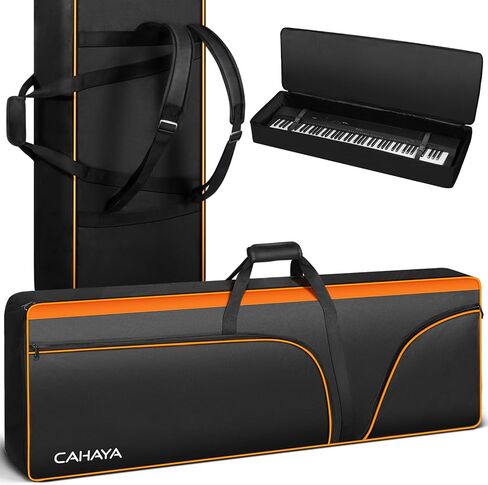 CAHAYA 61 Key Keyboard Case Electric Keyboard Piano Gig Bag Portable 600D Oxford Cloth 12mm/0.5inch Thick Padded Case with Side Handles and Adjustable Shoulder Straps CY0315 in Kuwait