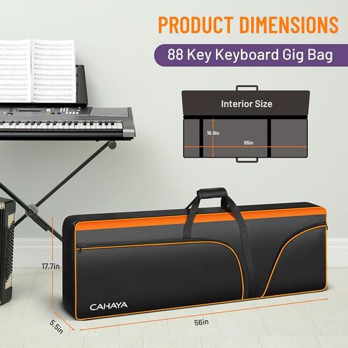 CAHAYA 61 Key Keyboard Case Electric Keyboard Piano Gig Bag Portable 600D Oxford Cloth 12mm/0.5inch Thick Padded Case with Side Handles and Adjustable Shoulder Straps CY0315 in Kuwait