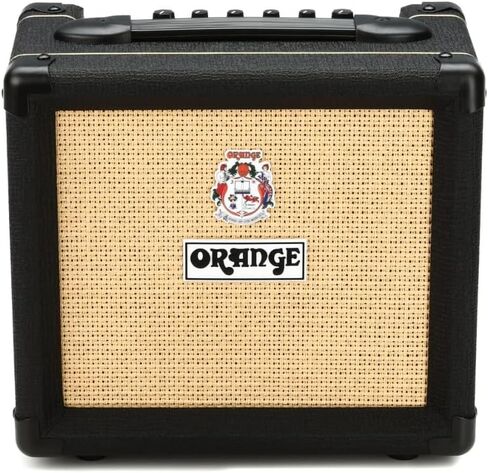 Orange Amps Crush 12-12W 1x6 Guitar Combo Amp Black Bundle مع كابل أداة منسوج أسود خنزير خنزير، محول التيار المتردد لإمداد الطاقة، 12x ملتقطات حاجز وقماش تلميع الصوت السائل in Kuwait
