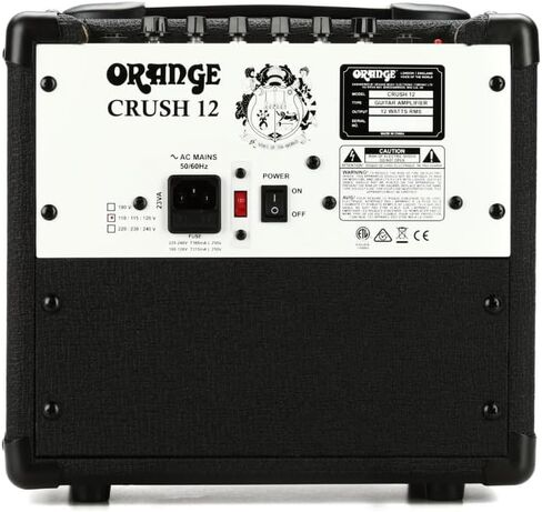 Orange Amps Crush 12-12W 1x6 Guitar Combo Amp Black Bundle مع كابل أداة منسوج أسود خنزير خنزير، محول التيار المتردد لإمداد الطاقة، 12x ملتقطات حاجز وقماش تلميع الصوت السائل in Kuwait