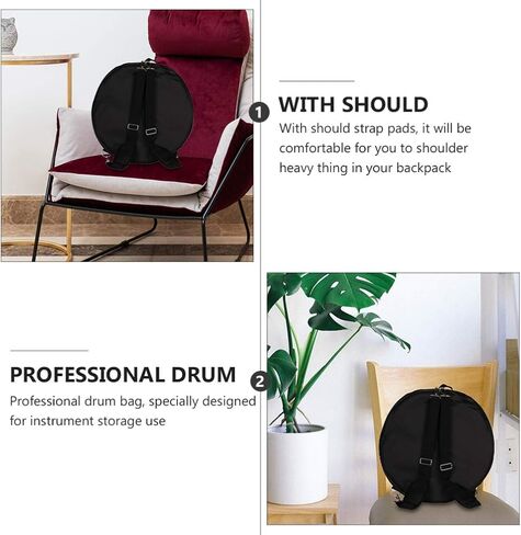 حقيبة طبلة Vaguelly Snare Drum GigBag، حقيبة حمل من قماش أكسفورد مقاومة للماء مع جيوب خارجية وأشرطة كتف قابلة للفصل، ملحقات تخزين الإيقاع القابلة للحمل in Saudi Arabia