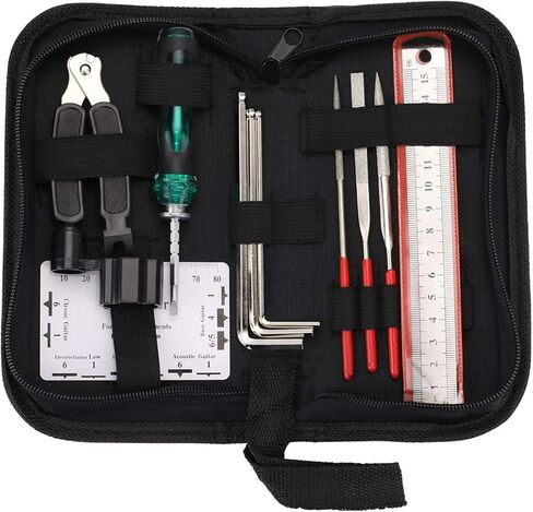 عدة أدوات إصلاح الغيتار المخفي تشمل سلسلة المنظم حركة مسطرة قياس أداة قياس السداسية مفتاح مجموعة الملفات لغيتار القيثارة باس ماندلين بانجو in Kuwait