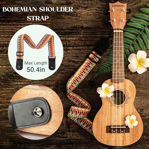 مجموعة CAHAYA Concert Ukulele للمبتدئين مقاس 23 بوصة مع حقيبة أزعج، وحزام قوس قزح، وملصقات لوحة الفريتس، ​​لكل من البالغين والأطفال، سبيلي، موديل CY0070 in Kuwait