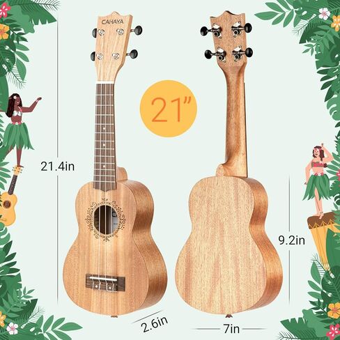 مجموعة CAHAYA Concert Ukulele للمبتدئين مقاس 23 بوصة مع حقيبة أزعج، وحزام قوس قزح، وملصقات لوحة الفريتس، ​​لكل من البالغين والأطفال، سبيلي، موديل CY0070 in Kuwait