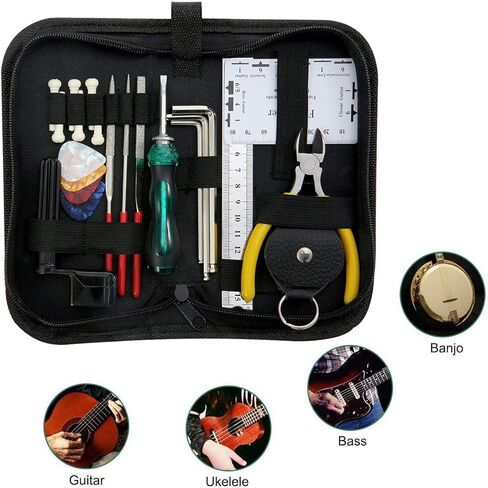 Guitar Repairing Tool Kit 26Pcs with Carry Bag for Guitar Ukulele Bass Mandolin Banjo in Kuwait