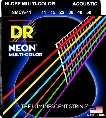 سلاسل دي ار سترينغز NMCA-11 DR NEON الصوتية ، ضوء مخصص ، متعدد الألوان ، الحجم الكامل 4/4 in Saudi Arabia