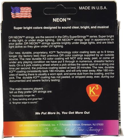 سلاسل دي ار سترينغز NMCA-11 DR NEON الصوتية ، ضوء مخصص ، متعدد الألوان ، الحجم الكامل 4/4 in Saudi Arabia