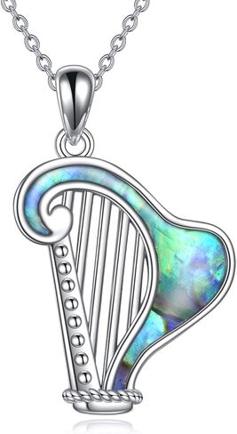 قلادة قيثارة من سيلباز، قلادة على شكل صدفة أذن البحر وقلادة قيثارة ايرلندية، هدايا مجوهرات موسيقية للنساء والفتيات ومحبي الموسيقى، مصنوعة من الستانلس ستيل، بدون احجار كريمة, ستانلس ستيل, لا أحجار in Kuwait