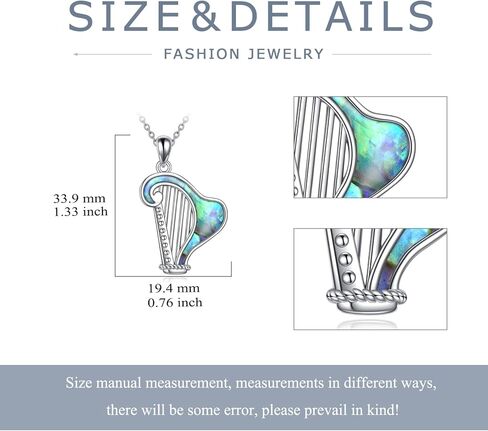 قلادة قيثارة من سيلباز، قلادة على شكل صدفة أذن البحر وقلادة قيثارة ايرلندية، هدايا مجوهرات موسيقية للنساء والفتيات ومحبي الموسيقى، مصنوعة من الستانلس ستيل، بدون احجار كريمة, ستانلس ستيل, لا أحجار in Kuwait