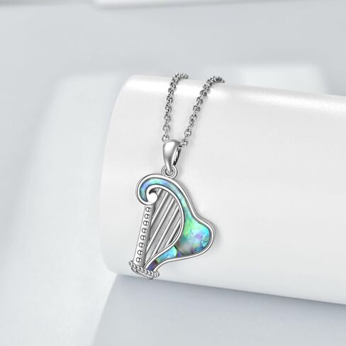 قلادة قيثارة من سيلباز، قلادة على شكل صدفة أذن البحر وقلادة قيثارة ايرلندية، هدايا مجوهرات موسيقية للنساء والفتيات ومحبي الموسيقى، مصنوعة من الستانلس ستيل، بدون احجار كريمة, ستانلس ستيل, لا أحجار in Kuwait