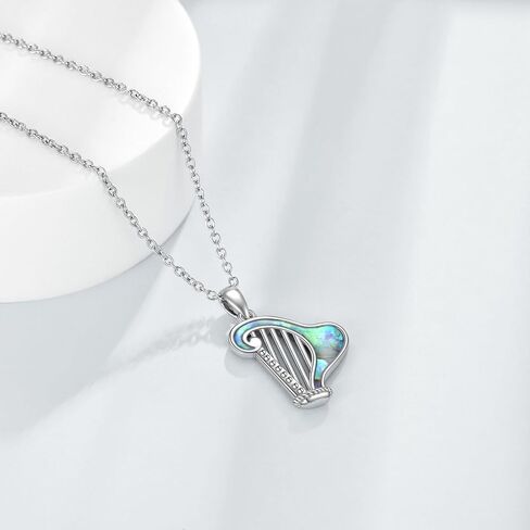 قلادة قيثارة من سيلباز، قلادة على شكل صدفة أذن البحر وقلادة قيثارة ايرلندية، هدايا مجوهرات موسيقية للنساء والفتيات ومحبي الموسيقى، مصنوعة من الستانلس ستيل، بدون احجار كريمة, ستانلس ستيل, لا أحجار in Kuwait