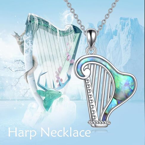 قلادة قيثارة من سيلباز، قلادة على شكل صدفة أذن البحر وقلادة قيثارة ايرلندية، هدايا مجوهرات موسيقية للنساء والفتيات ومحبي الموسيقى، مصنوعة من الستانلس ستيل، بدون احجار كريمة, ستانلس ستيل, لا أحجار in Kuwait