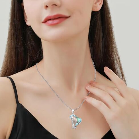 قلادة قيثارة من سيلباز، قلادة على شكل صدفة أذن البحر وقلادة قيثارة ايرلندية، هدايا مجوهرات موسيقية للنساء والفتيات ومحبي الموسيقى، مصنوعة من الستانلس ستيل، بدون احجار كريمة, ستانلس ستيل, لا أحجار in Kuwait