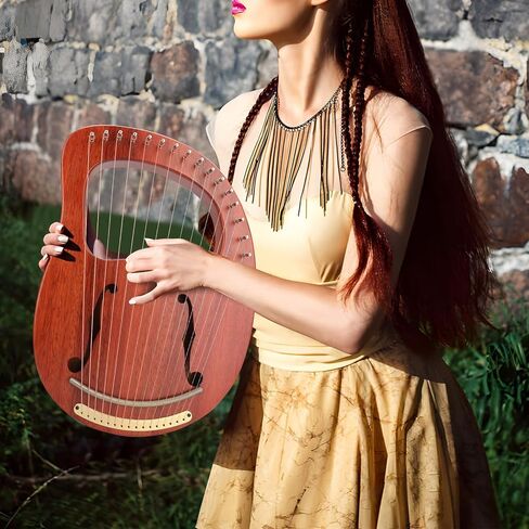 Lyre harp، 19 سلسلة من الماهوجني Lyre Harps للبالغين والأطفال المبتدئين مع حقيبة أزعج ضبط مفتاح ربط حزام أسود أوتار بديلة in Kuwait