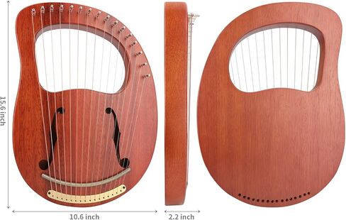 Lyre harp، 19 سلسلة من الماهوجني Lyre Harps للبالغين والأطفال المبتدئين مع حقيبة أزعج ضبط مفتاح ربط حزام أسود أوتار بديلة in Kuwait