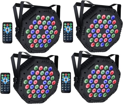 Stage Lights 36 RGB LED DJ Par Lights DMX & Remote Controlled Sound Activated with Uplights for Wedding Birthday Party Club Stage Lighting-4 Pack (RGB-4) in Saudi Arabia