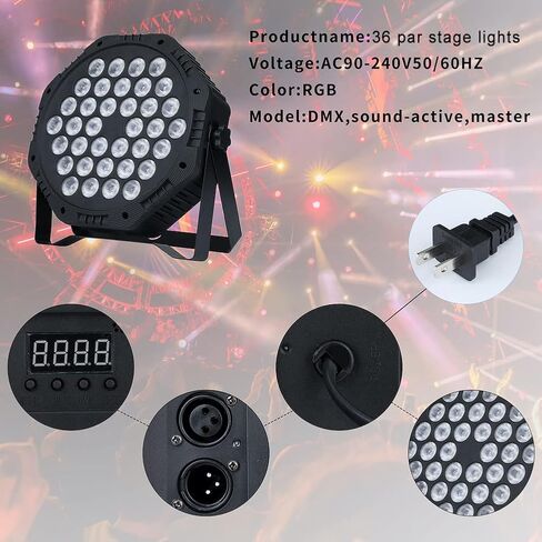 Stage Lights 36 RGB LED DJ Par Lights DMX & Remote Controlled Sound Activated with Uplights for Wedding Birthday Party Club Stage Lighting-4 Pack (RGB-4) in Saudi Arabia