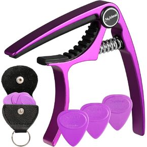 كابو جيتار، مشبك مفتاح كابو من الالومنيوم مي لاند للجيتار الصوتي/الغيتار الكهربائي/القيثارة / القيثارة مع ريشة جيتار وحامل ريش جلدية ودبابيس سحب متضمنة in Kuwait