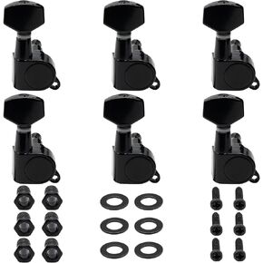 Kyuionty Guitar 6 Inline String Tuning Pegs, Sealed Guitar Tuning Keys Pegs Guitar Machine Heads (6 Right Hand) for Electric Guitar or Acoustic Guitar, Gold