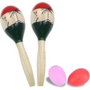 ماراكاس، رومبا شيكر مع 2 شيكر بيض للبالغين - آلة موسيقية إيقاعية يدوية (ملونة) in Kuwait