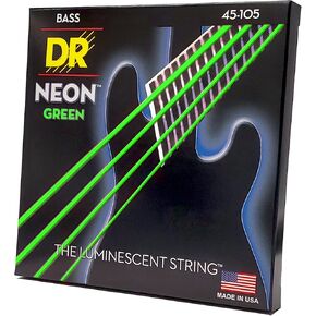 أوتار جيتار صوتي HI-DEF NEON من DR (NGB-45) وأوتار جيتار باس مطلية باللون الأسود 45-105 (BKB-45)