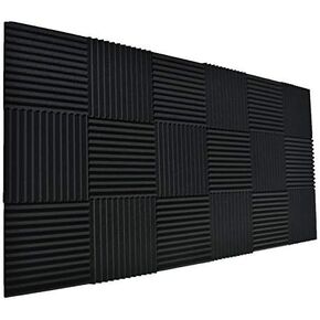 24 Pack Black 1" x 12" x 12" Acoustic Wedge Studio Foam Sound Absorption Wall Panels (12PACK BLUE+12APCK BLACK) in Kuwait